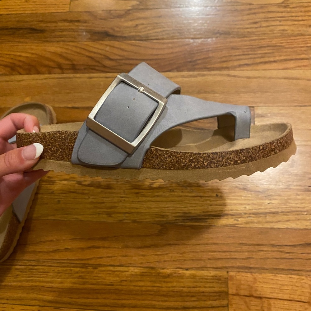 Blue Sandals with Silver Buckle